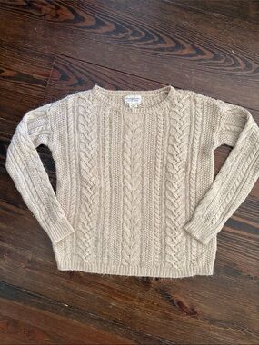 Ralph Lauren Denim & Supply Vintage Cable-Knit Crewneck Sweater in Beige